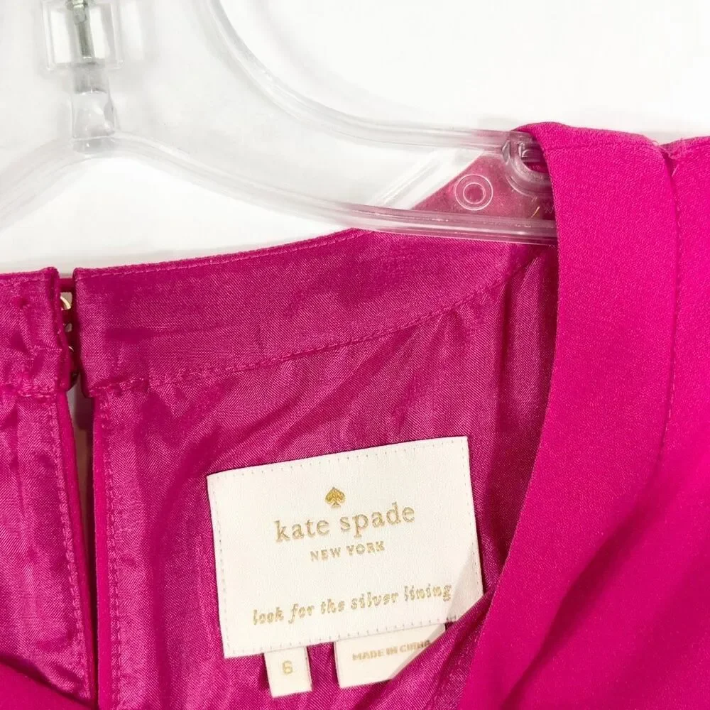Kate Spade Size 6 Dress Hot Pink Shift‎ Mini Scalloped Crew Lined Keyhole 1352